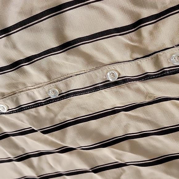 🐎 NWT!! BROWN TAN PINSTRIPE BUTTON UP BLOUSE BEACH COVER UP - Picture 5 of 5